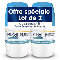 ETIAXIL Déodorant anti-transpirant 48h Lot de 2 roll on 50ml