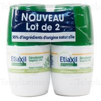 ETIAXIL Déodorant végétal 24h peaux sensibles roll-on Lot de 2 roll-on 50 ml