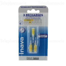 INAVA Brossettes 2.5 - 2.2 mm micro fine conique jaune pack de 3 recharges